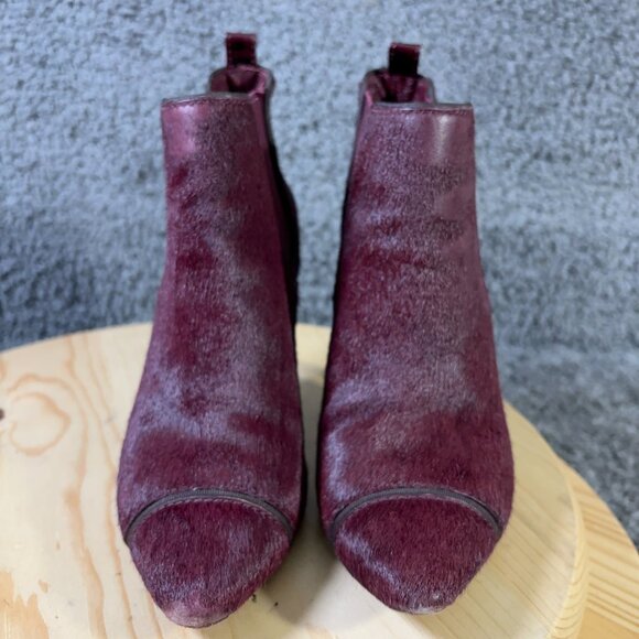 Tory Burch Fur Chelsea Boots Women Size 6.5 Leather Real Calf Hair Stiletto Heel - Picture 2 of 11